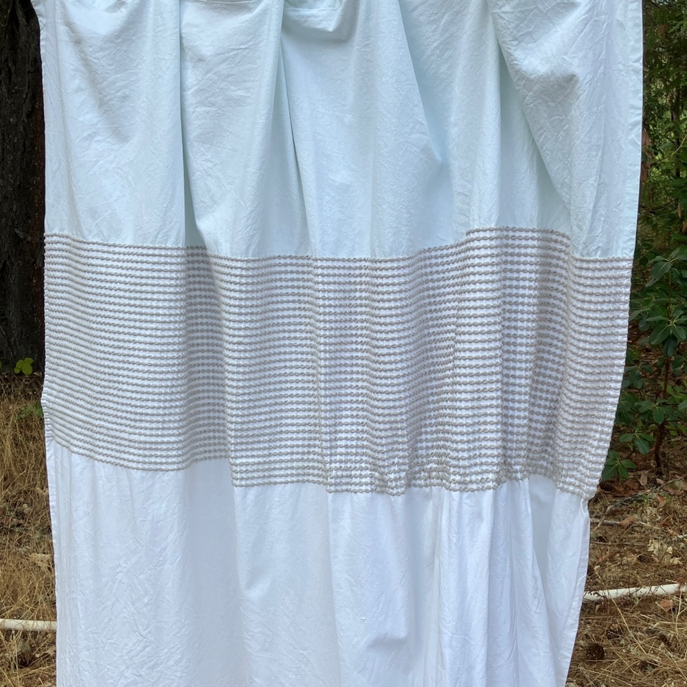 Caro Home 100% cotton shower curtain with woven accent blue, gray, white perfect